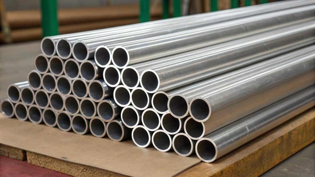 An infographic showing a block of pure aluminum with arrows indicating the addition of elements like copper, zinc, and magnesium.